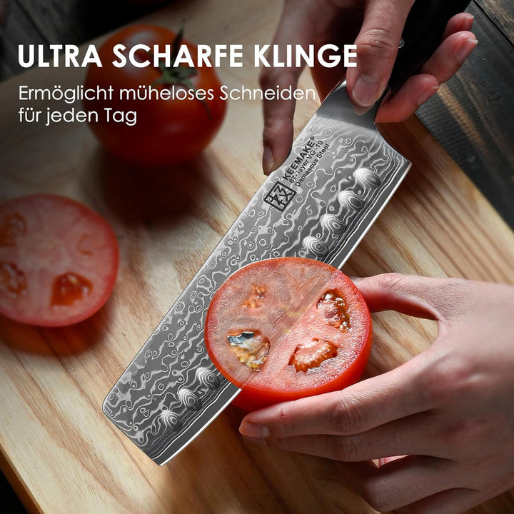 KEEMAKE Küchenmesser Küchenbeil Nakiri Messer - 6,5 Zoll Hackbeil Nakiri Messer Hackmesser Küchenmes
