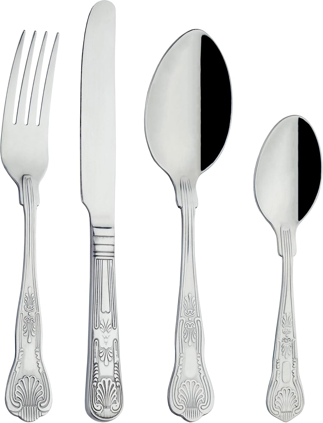 Grunwerg 24 teilig Besteck Set in einer Geschenkbox – KINGS STIL, 18/0 Edelstahl, gemischte Bestecks
