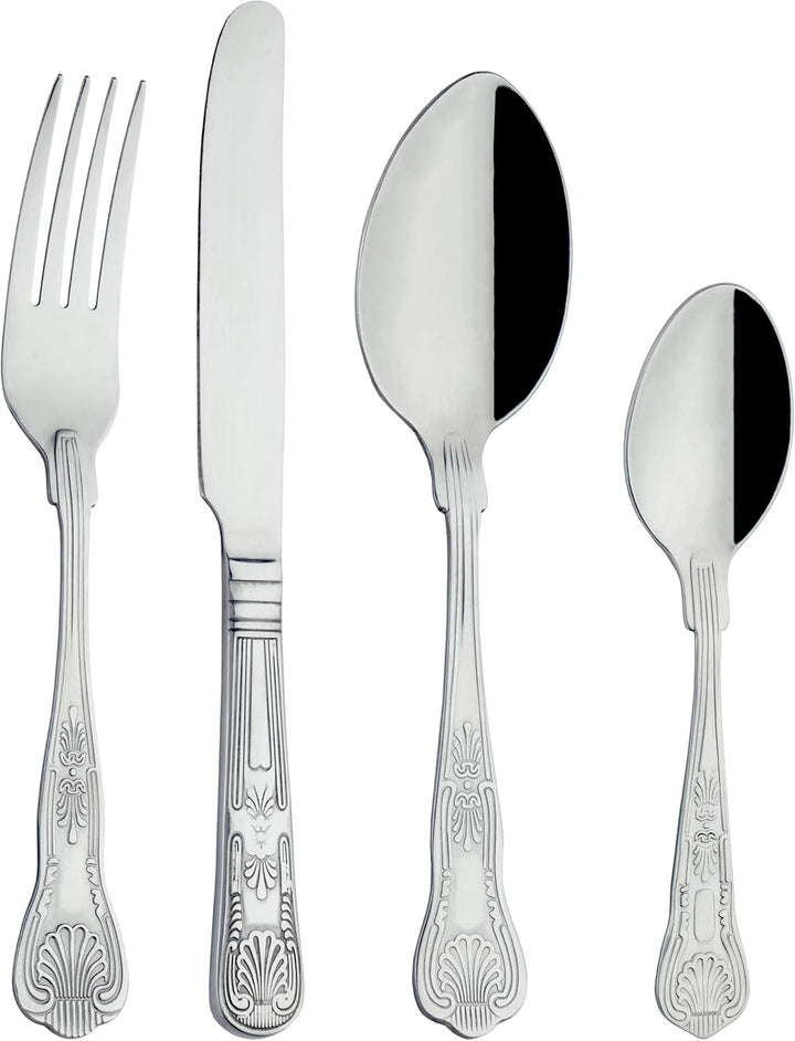 Grunwerg 24 teilig Besteck Set in einer Geschenkbox – KINGS STIL, 18/0 Edelstahl, gemischte Bestecks