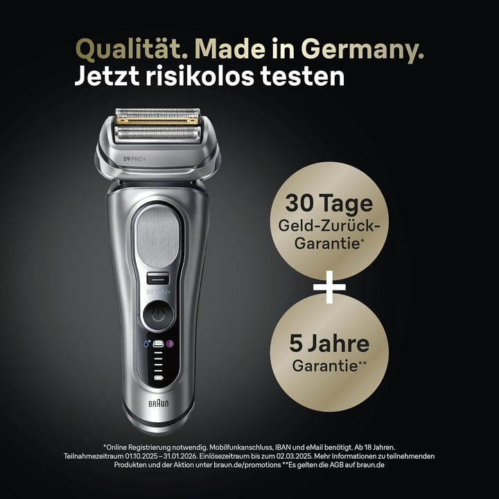 Bundle of Braun Series 9 Pro+ Rasierer Rasierapparat & Reinigungsstation, Ladeetui, Made in Germany,