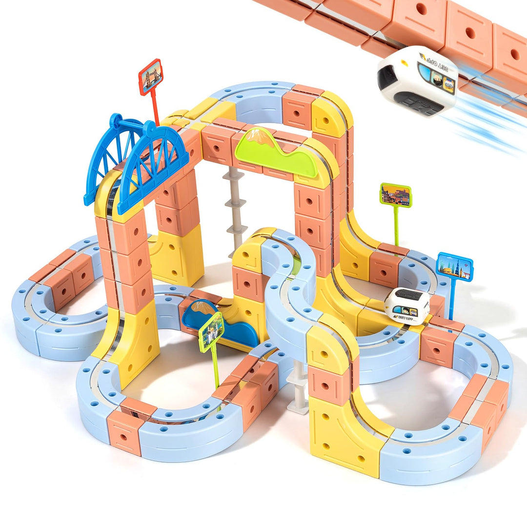 Eisenbahn Kinder Elektrisch ab 3–10 Jahren - 149 Teile Magnetische DIY Cube Track Zug, Multiform 3D