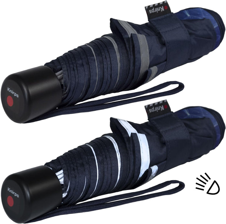 Knirps Kinder-Taschenschirm 4Kids Goal Reflective mit Reflexborte - Blue, Goal Blau, 90 cm Goal Blue