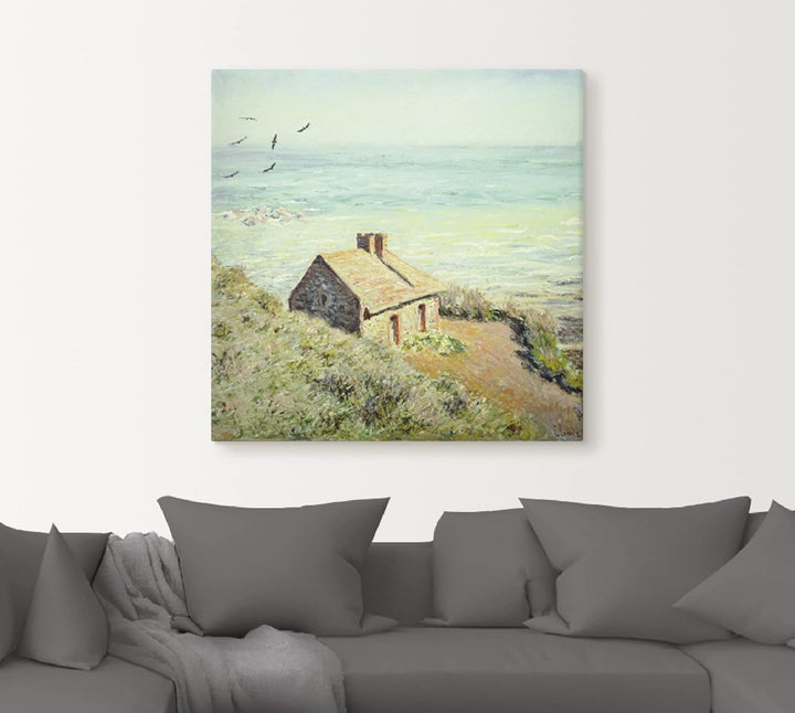 ARTland Leinwandbilder Wandbild Bild auf Leinwand 50x50 cm Wanddeko Haus Landschaft Meer Strand Das