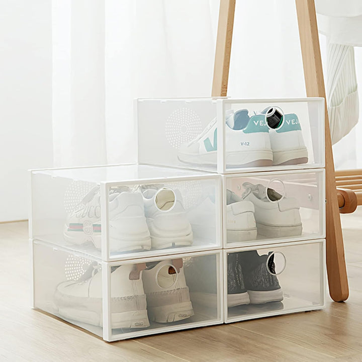 Schuhboxen 2 Stück Stapelbar Schuhaufbewahrung 33.5x23x13 cm Transparent Schuh Organizer Aufbewahrun