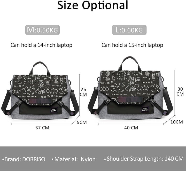 DORRISO Mode Umhängetasche Damen Herren Casual 15.6 Zoll Laptoptasche mit Gepäckgurt Arbeitstasche f