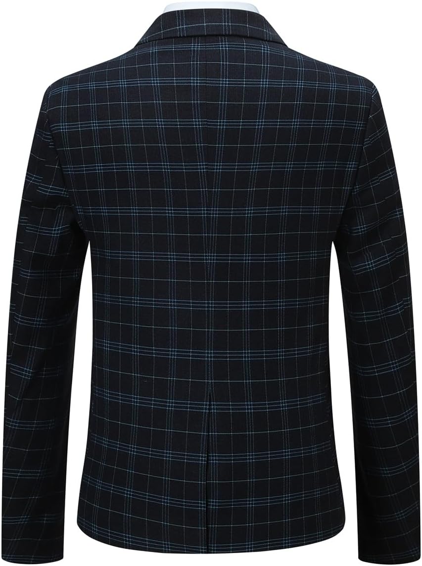 Allthemen Herren Anzug 2 Teilig Kariert Anzüge Business Herrenanzug 2-Knopf für Hochzeit XS Schwarz,