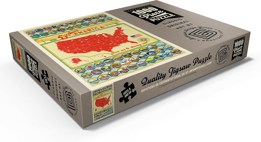 Entdecke Amerika: 50 Staatswappen, Vintage Poster - Premium 1000 Teile Puzzle - MyPuzzle Sonderkolle