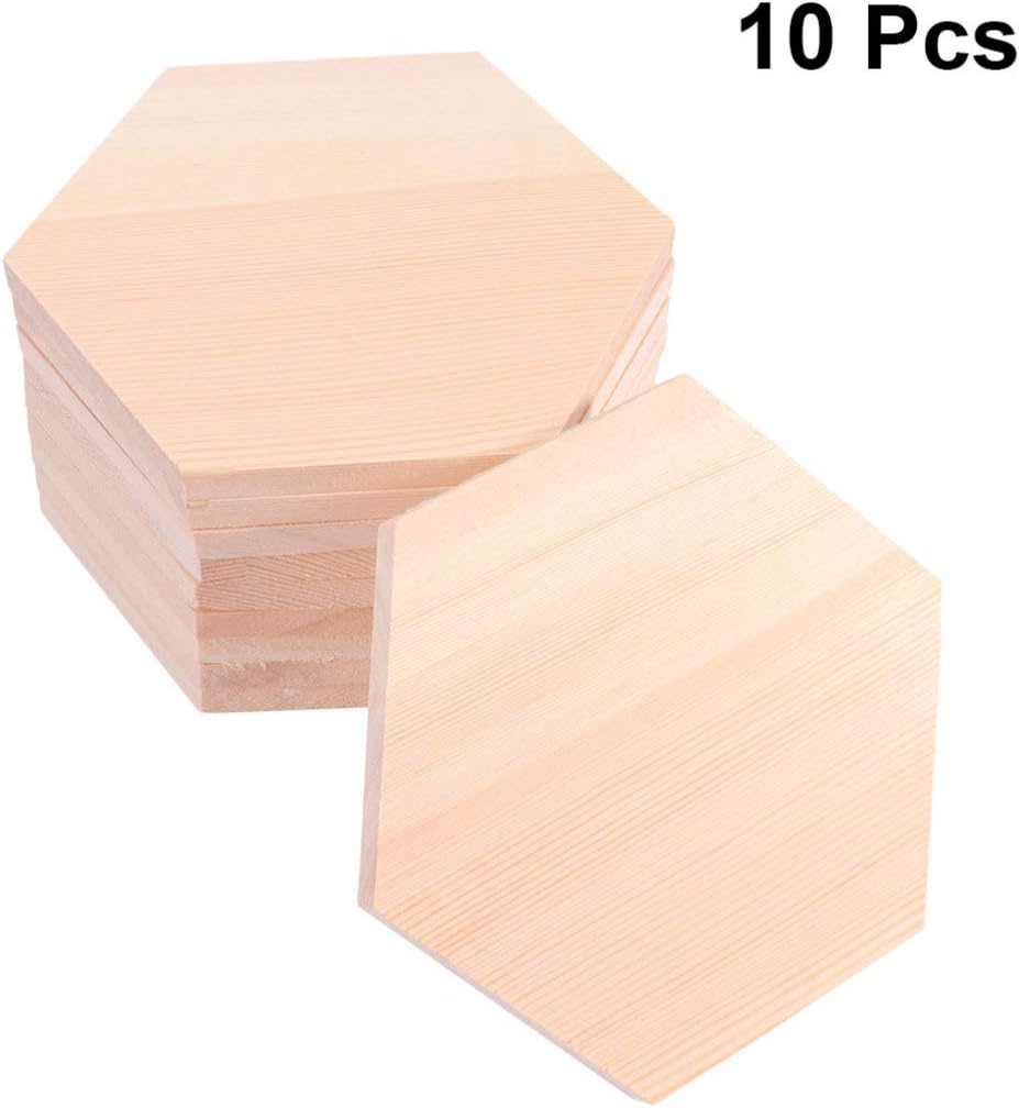 Supvox 10Pcs Holz Sechseck Formen Unvollendete Holzausschnitt Formen Scheiben Leere Holzverzierungen