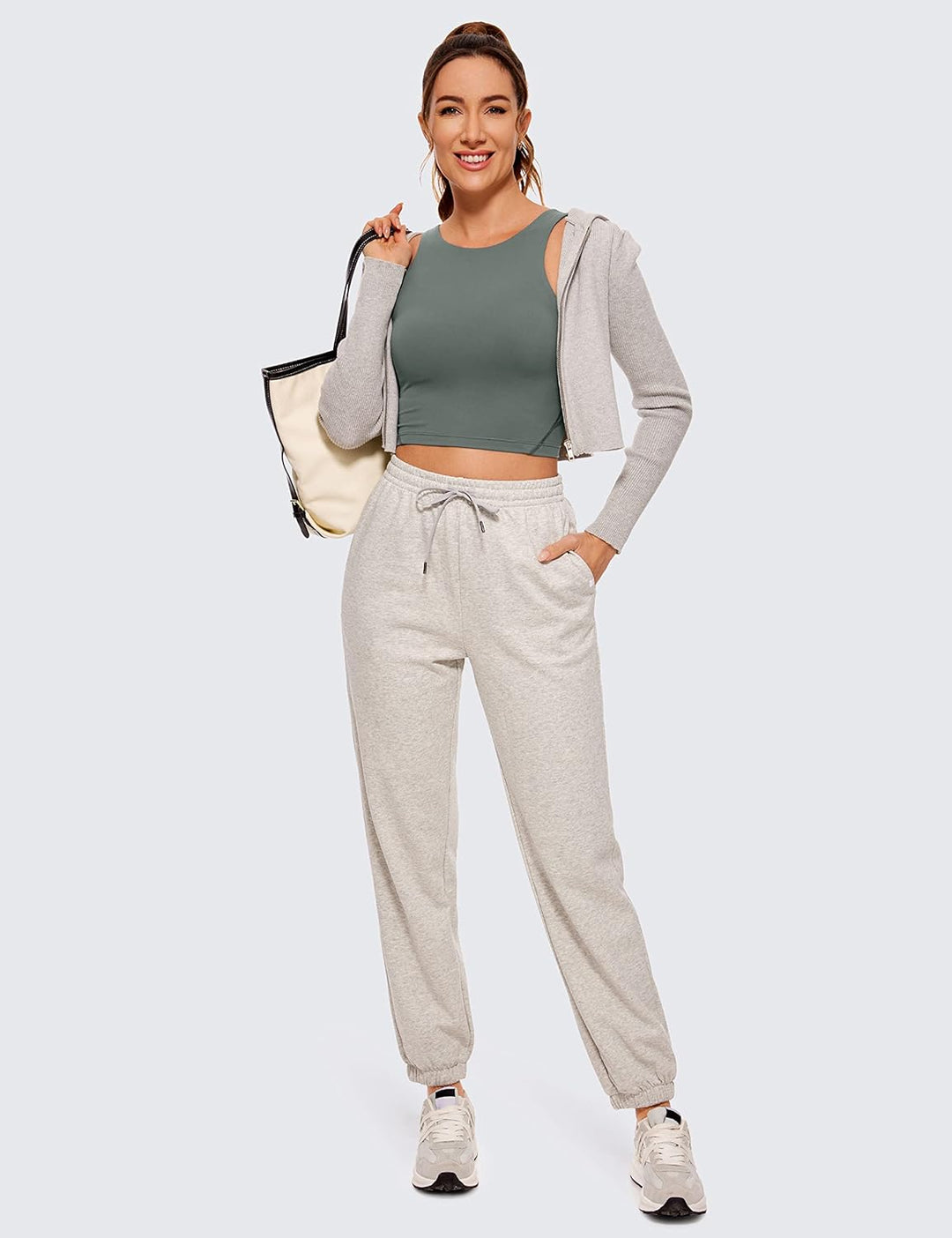 CRZ YOGA Damen Butterluxe Longline Sport BH Gepolstert Ohne Bügel Crop Top High Neck U Rücken Workou