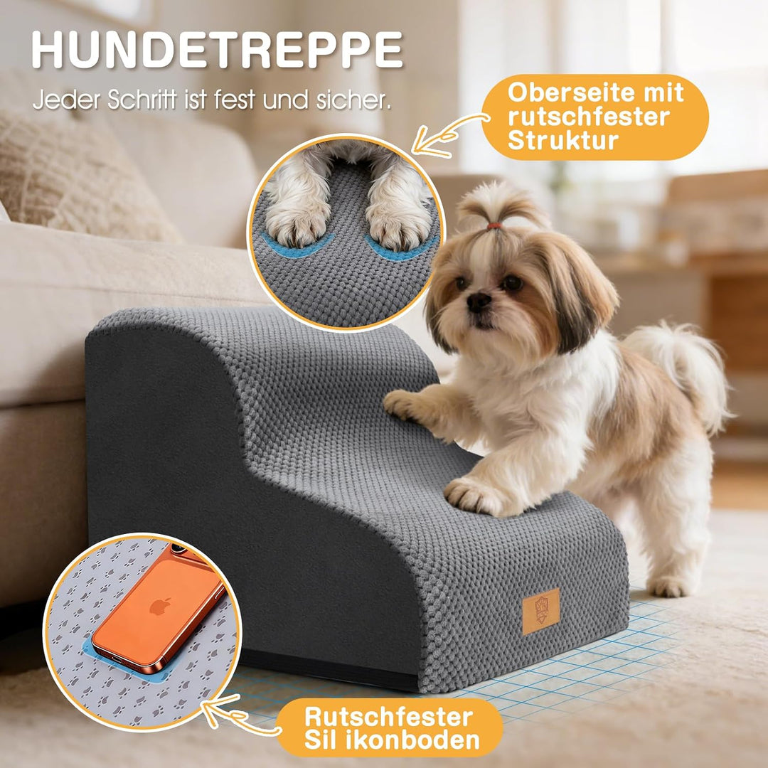 Zvonema wasserdichte Hundetreppe 2 Stufen,Waschbar Leiter Hundetreppe für Kleine Hunde und Katzen, A