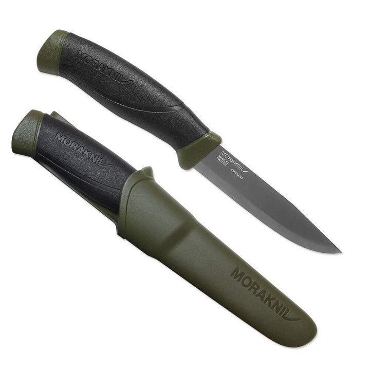 Morakniv,M11827,Companion AA8Messer mitEdelstahlklinge, abrutschfestem Griffin Olive-schwarz und Mes