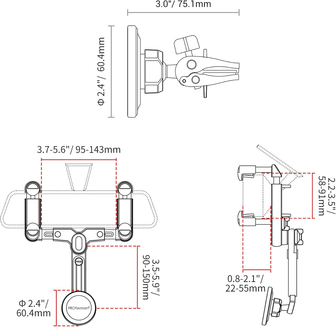 PROfezzion Handyhalterung Auto Magnet für Rückspiegel Autospiegel Auto Spiegel oder Lüftung Kompatib