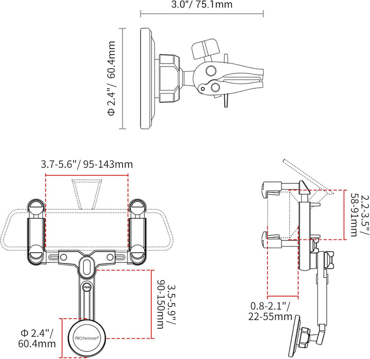 PROfezzion Handyhalterung Auto Magnet für Rückspiegel Autospiegel Auto Spiegel oder Lüftung Kompatib