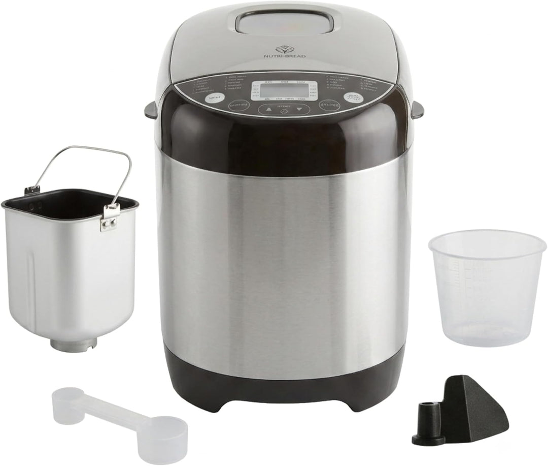 Nutrilovers NUTRI-BREAD-MAKER Edelstahl Brotbackautomat mit 19 Programmen, 3 Bräunungsstufen, Timer,