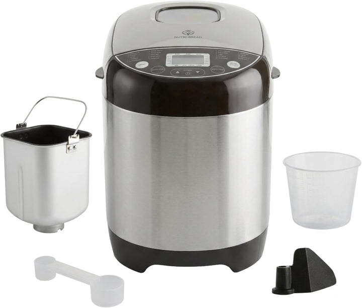 Nutrilovers NUTRI-BREAD-MAKER Edelstahl Brotbackautomat mit 19 Programmen, 3 Bräunungsstufen, Timer,