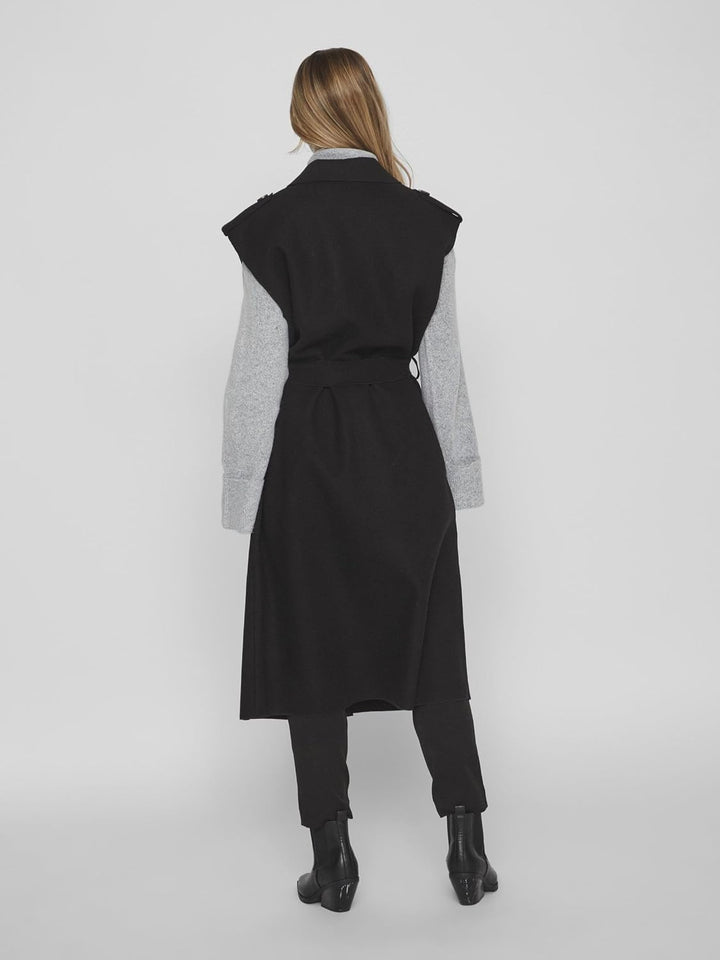 Vila female Weste Lange Gürtel XL Schwarz, XL Schwarz