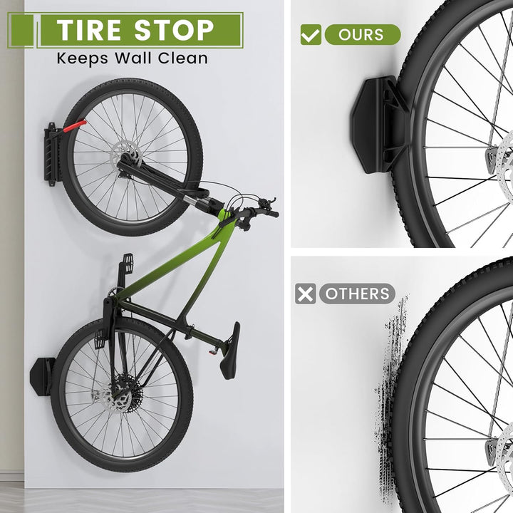 Housolution Drehbare Fahrrad-Wandhalterung, Vertikaler Fahrradaufhänger für die Garage, Mountainbike