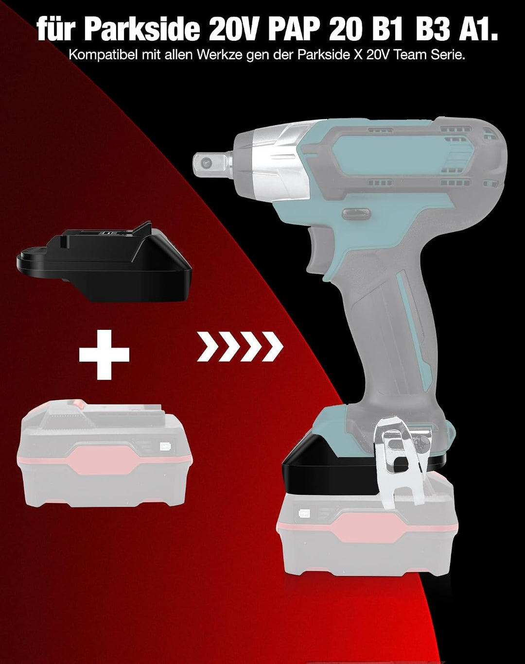 PAR20MT Akkuadapter für Parkside Batterie auf Makita Geräte, Konverter für Parkside 20V XTeam-Akku a