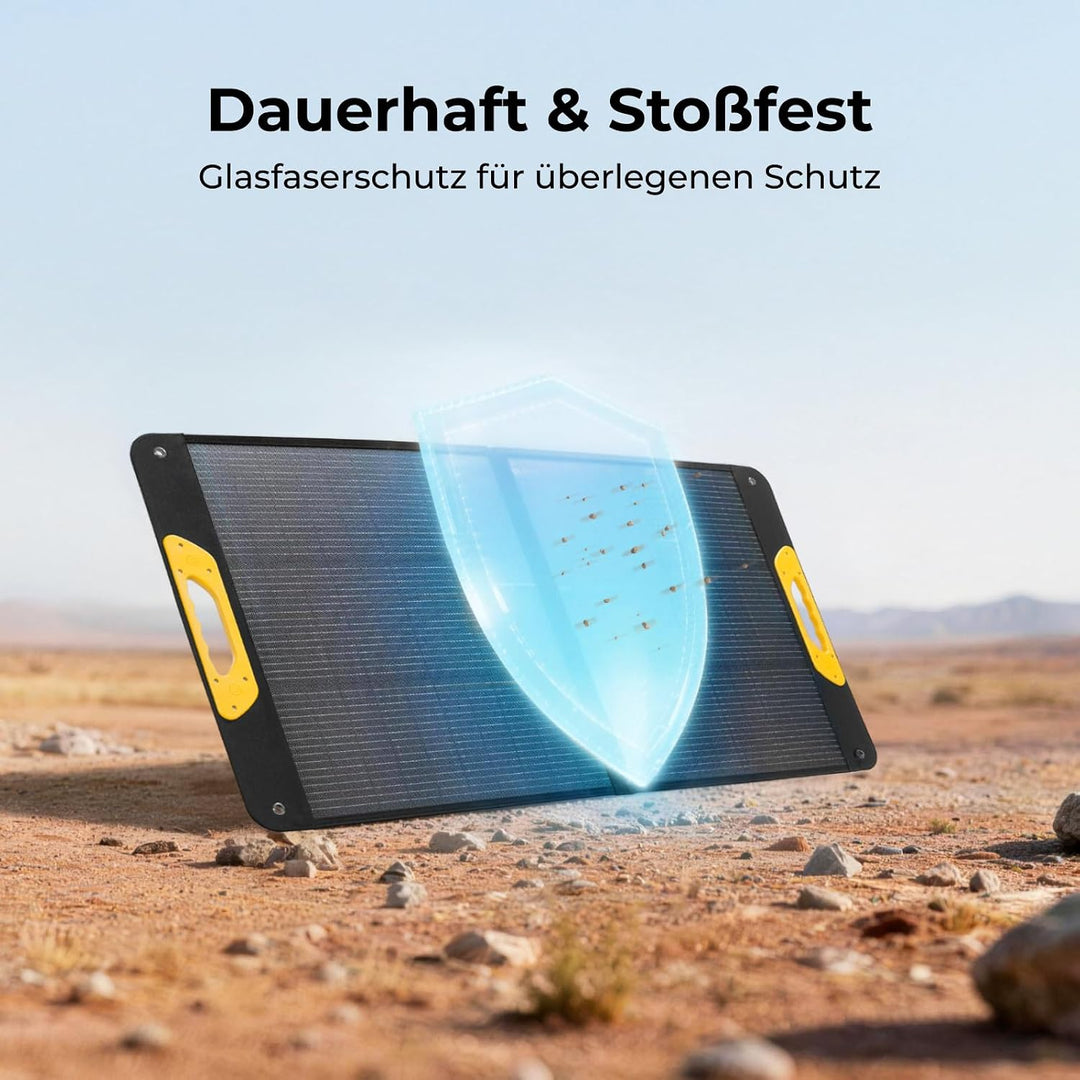 BougeRV 100W Solarpanel Faltbar, 25% Effizienz N-Typ Tragbares Solarpanel für 173Wh/277Wh Akku, Fibe