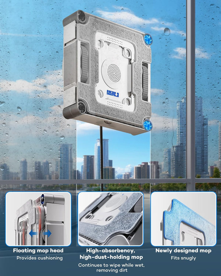 4er-Pack Mikrofaser-Reinigungspad mit Halterung für Ecovacs Winbot W3 Omni Fensterreinigungsroboter,