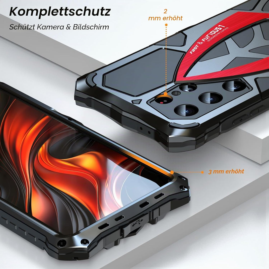 Schutzhülle kompatibel mit Samsung Galaxy S24 Ultra – Kameraschutz – robust – Metall und Silikon – s