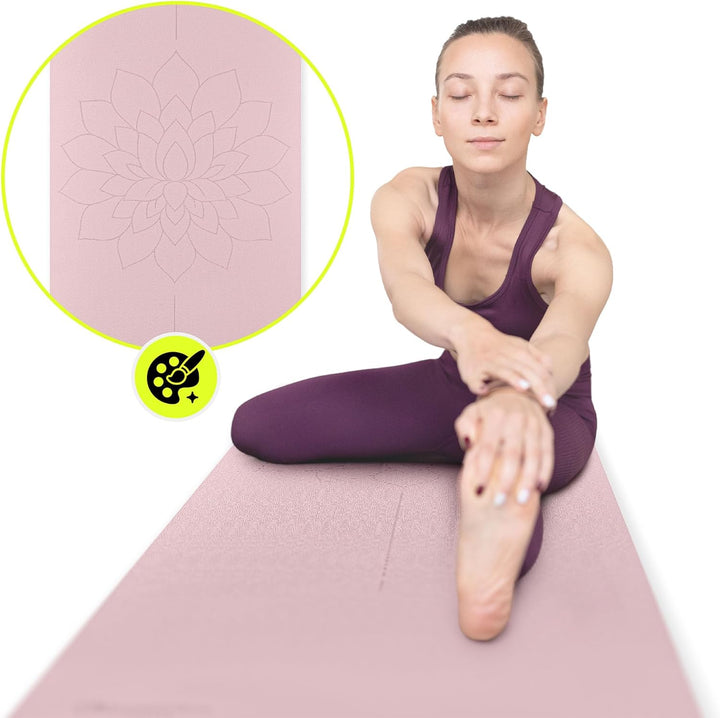 HyperMotion Yogamatte Fitnessmatte NBR 183x61x0,8 cm Schwarz, Rutschfest 8 mm, mit Tragegurt und Str