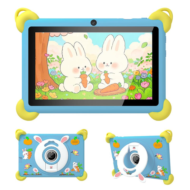 Veidoo 7-Zoll Android Kinder-Tablet, 2+32 GB, Dual-Kameras, stossfeste Hülle, integriertes Hasen-Stä