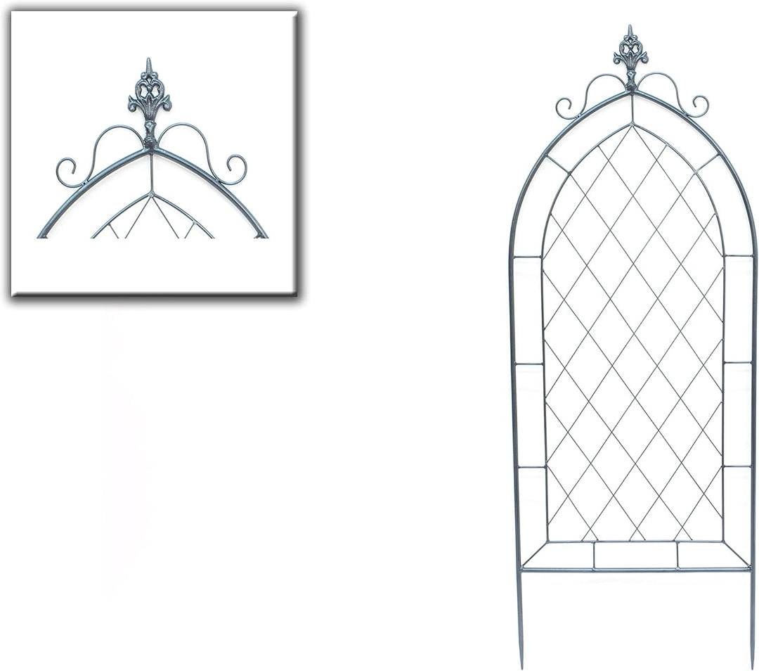 DanDiBo Rankhilfe Metall Rankgitter 120 cm Grau 96193 Kletterhilfe Bodenstecker Blumenhalter Ranksäu