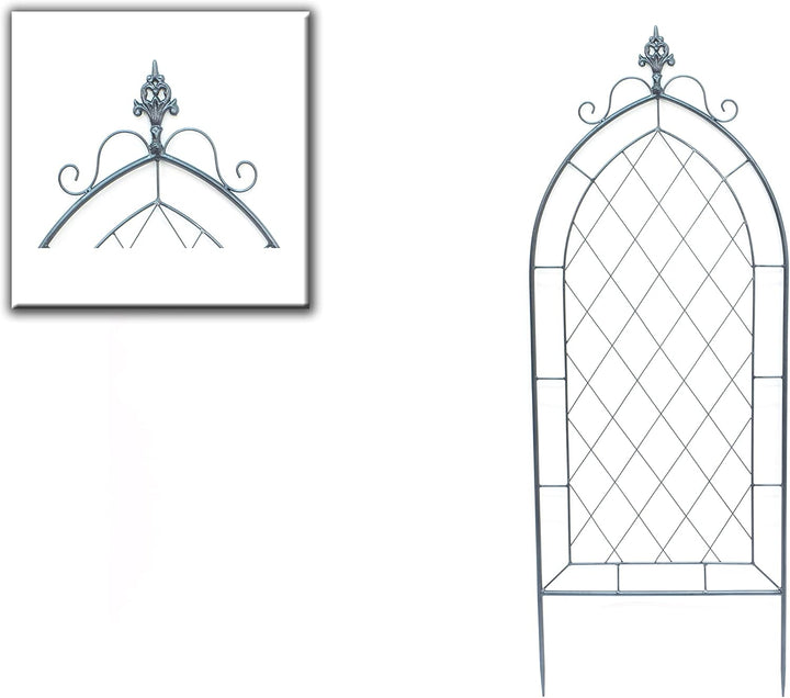 DanDiBo Rankhilfe Metall Rankgitter 120 cm Grau 96193 Kletterhilfe Bodenstecker Blumenhalter Ranksäu