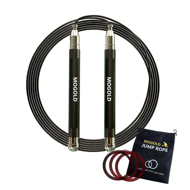2-in-1 Speed Rope: 2mm for Boxing/MMA & 3mm for CrossFit - Tool-Free Adjustable Cable System with Du