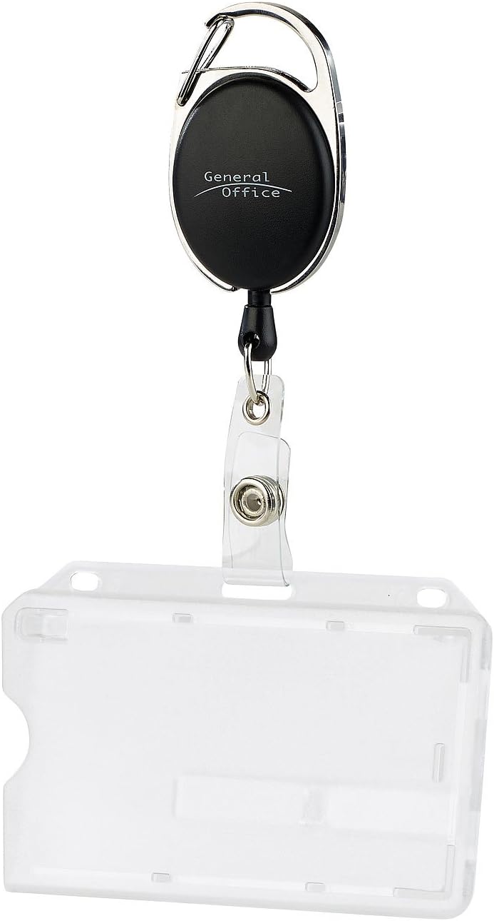 General Office Ausweis-Hülle: 50er-Set Ausweishüllen aus Hartplastik, 60-cm-Jojo-Befestigungs-Clip (