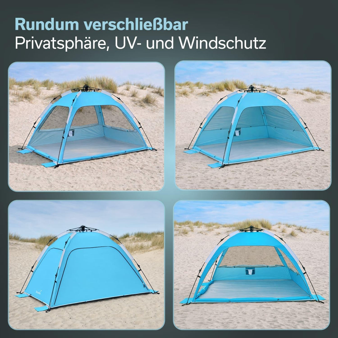 Skandika Strandmuschel Skugga Quick-Start | Strandzelt, UV-Schutz 80+, rundum verschliessbar, Windsc
