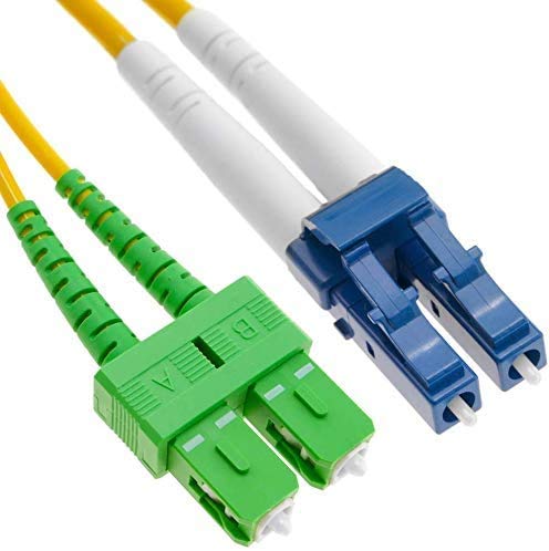 Elfcam - 15m Glasfaserkabel LC/UPC auf SC/APC Singlemode Duplex 9/125μm OS2, 15M, 15M