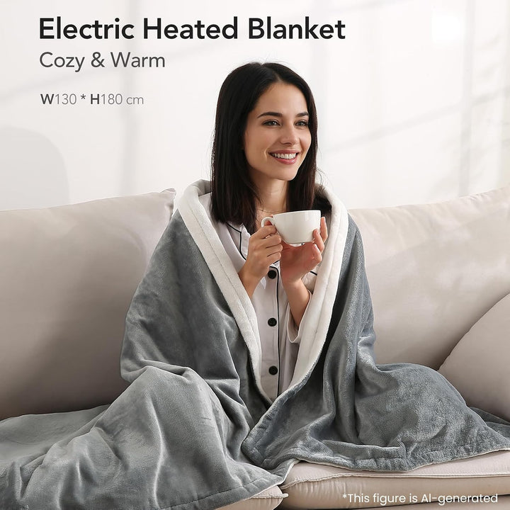 CURECURE Heizdecke 180 x 130 cm Wärmedecke Elektrisch fürs Bett mit Abschaltautomatik Überhitzungssc