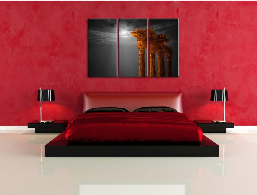 Pixxprint Antiker Apollontempel als Leinwandbild/Grösse: 3 Teilig (120x80 cm) cm/Wandbild/Kunstdruck
