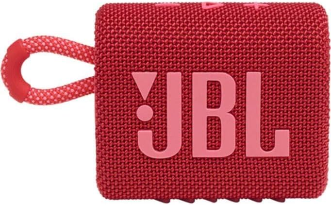 JBL GO 3 kleine Bluetooth Box in Rot – Wasserfester, tragbarer Lautsprecher für unterwegs – Bis zu 5