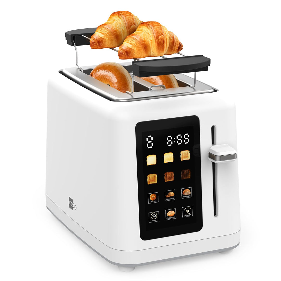 aeco toastlab MAX Toaster 2 Scheiben, LED Touchscreen, 850W, 6 Bräunungsstufen, mit Brötchenaufsatz,