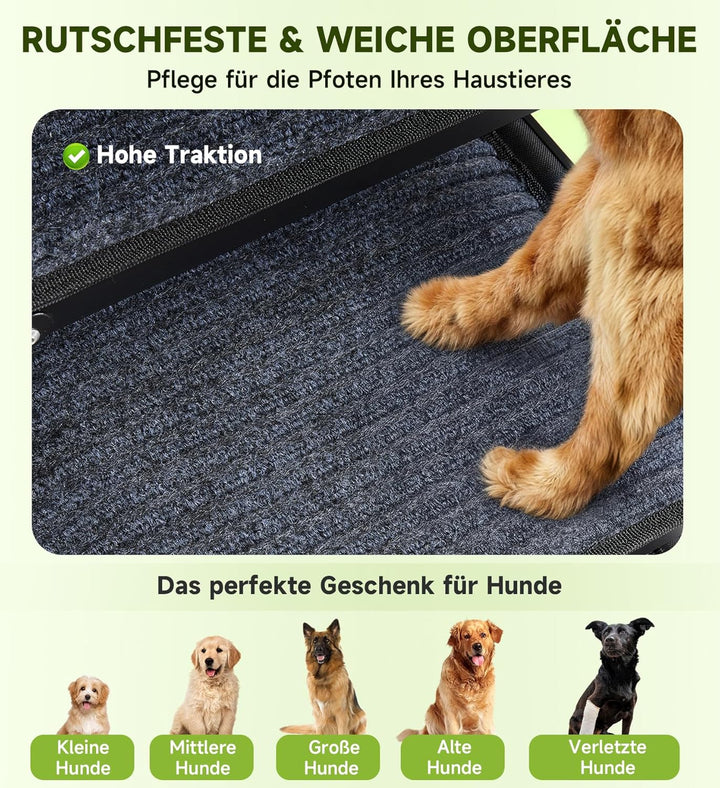 Hunderampe, 5-stufige Hunderampe Auto Klappbar, Extra Stabile Hundetreppe mit Anti-Rutsch-Treppe, Li