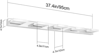 Klighten LED Spiegelleuchte 95CM 20W Spiegelschrank Spiegellampe 360° Einstellbar Badlampe für Badzi