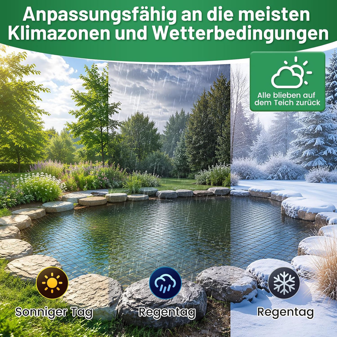 Teichnetz - 4x10m I Vogelschutznetz Katzennetz für Balkon, witterungs | UV-beständig I Teich Netz fe