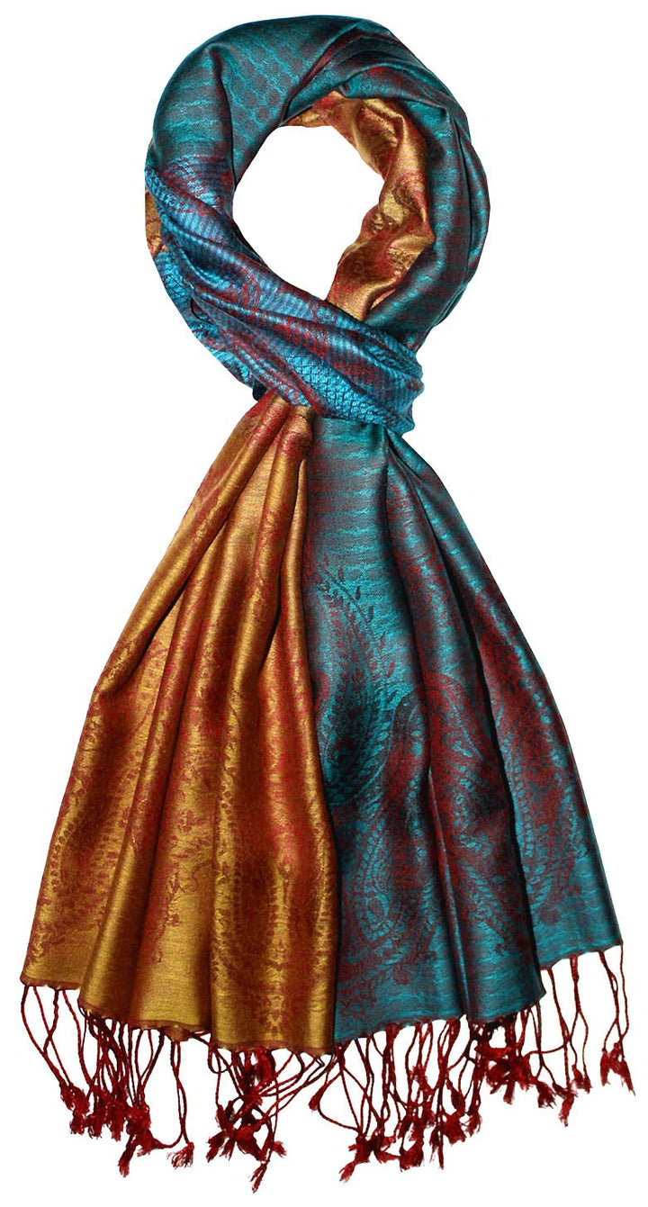 Lorenzo Cana Marken Herren Schal Schaltuch opulentes Muster in harmonischen Farben mit Fransen 70 cm