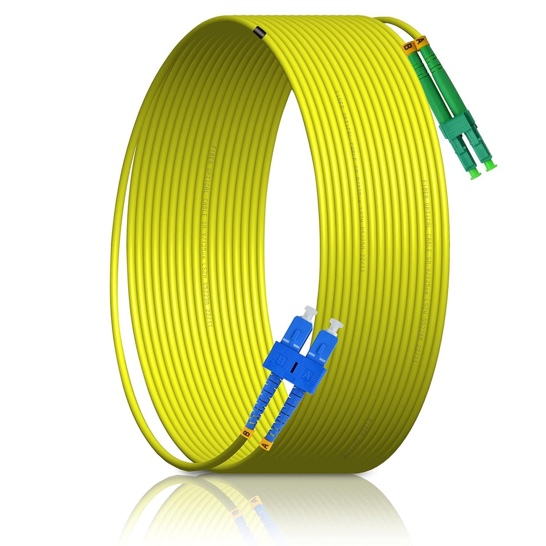 Elfcam® - 50m Glasfaserkabel LC/APC zu SC/UPC,Monomode Duplex, Optischer 9/125μm Strumpfhalter OS2 2