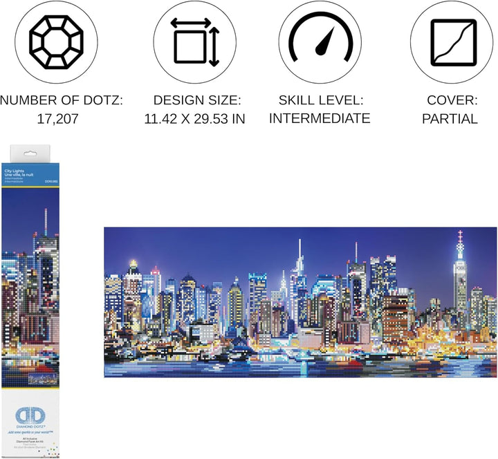 DIAMOND DOTZ 2592648 Original 5D Diamond Painting Set, Skyline, DIY Diamant-Malerei-Kit mit runden G