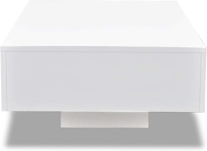Susany Couchtisch Wohnzimmertisch Kaffeetisch MDF Rechteckige Sofatisch Hochglanz-Finish Tisch Weiss