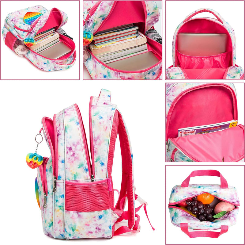 HTgroce Pop it Rucksack für Mädchen Pop Fidget Einhorn Tasche mit Lunchpaket Vorschule Kindergarten,