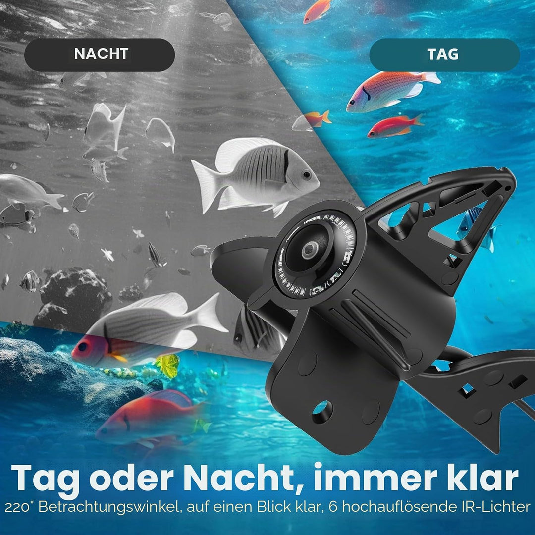 Fischfinder, 4.3 Zoll HD Unterwasserkamera Angeln Fishfinder mit 30m Kabel, IP65 Wasserdicht, 5000mA