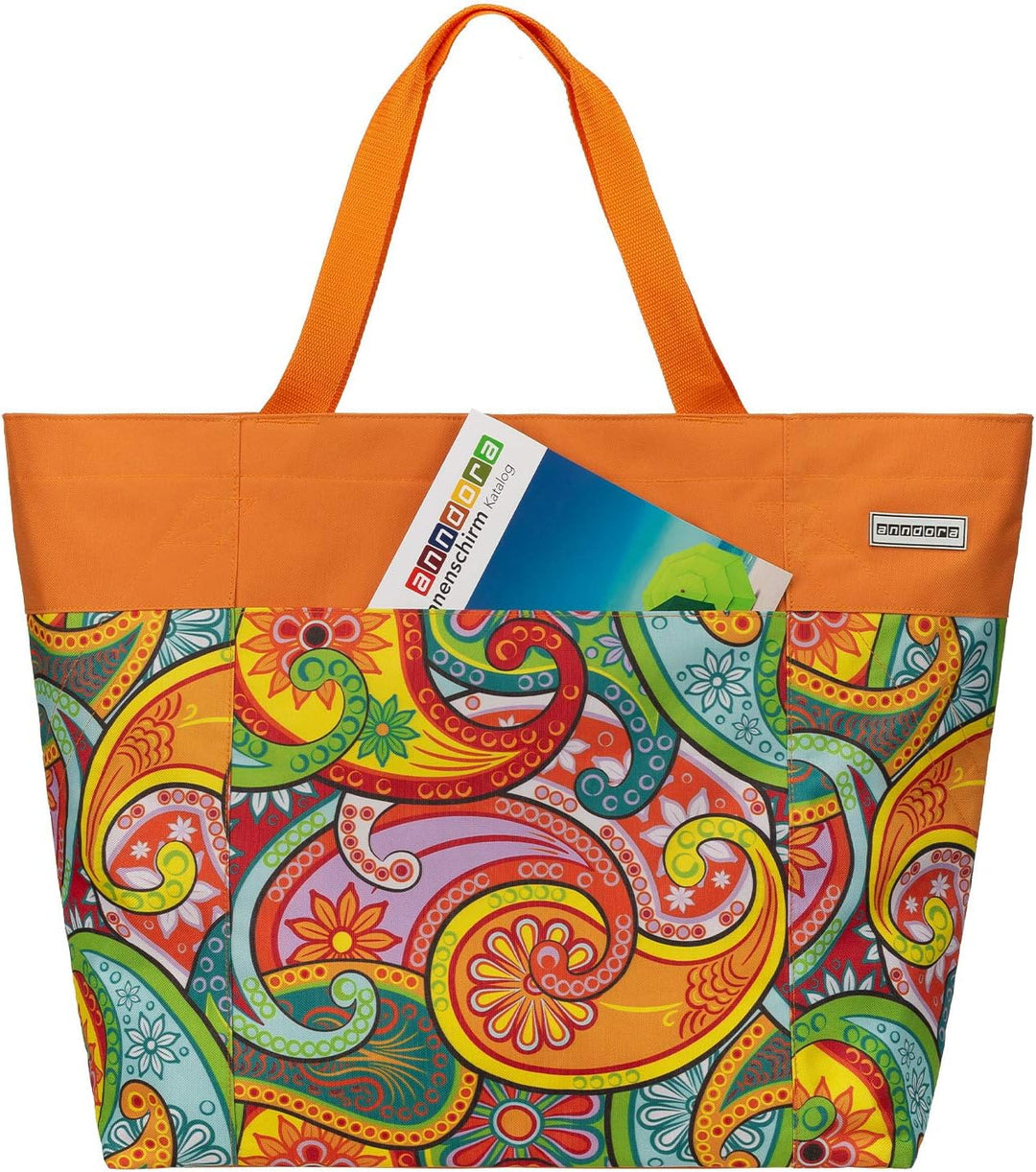 anndora XXL Shopper paisley - Strandtasche 40 Liter Schultertasche Einkaufstasche Paisley Orange, Pa
