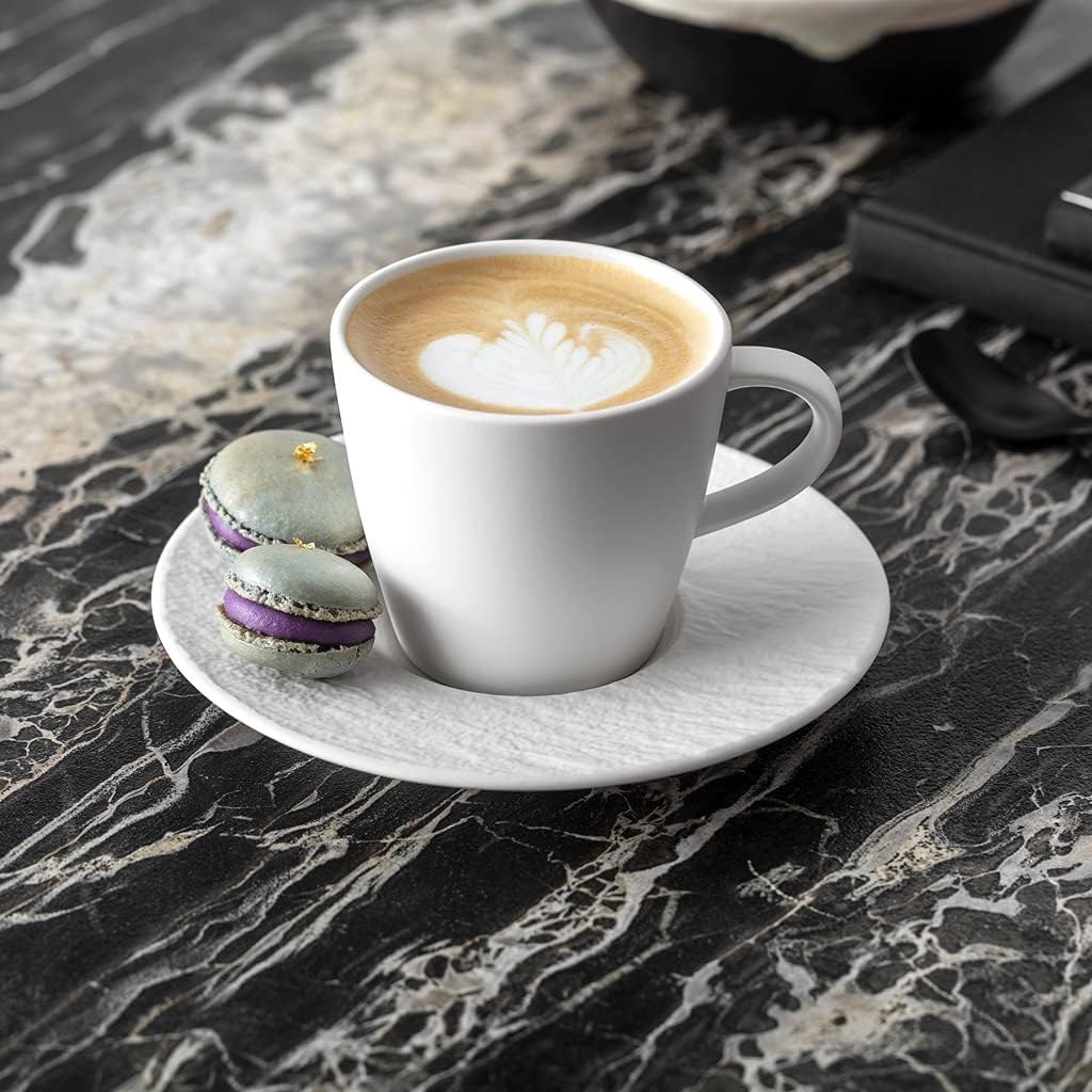 Villeroy und Boch - Manufacture Rock blanc Mokka-/Espressoobertasse, weisse Tasse für Espresso und M