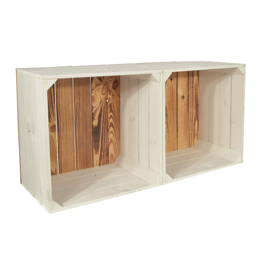 2 Set Weinregal Wino aus Holz - Greta Geflammt Weiss Holzkiste 2 Ohne Regal, 2 Ohne Regal