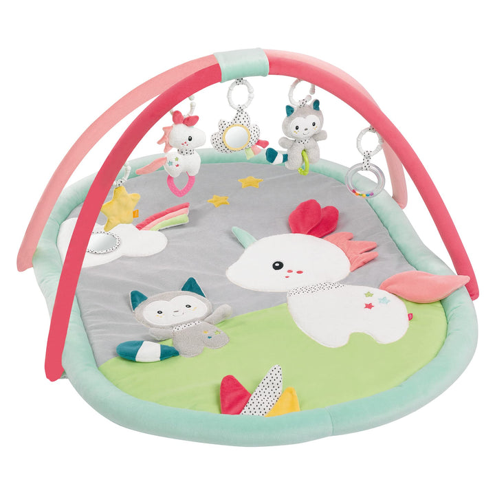 Fehn 3-D-Activity-Decke Spielbogen Aiko & Yuki – Krabbeldecke mit 5 abnehmbaren Spielzeugen zum Grei